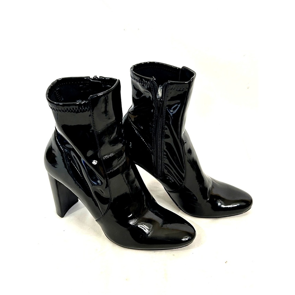 Aldo Women's Black Patent Leather Size Zip High Heel Ankle‎ Boots Size 9